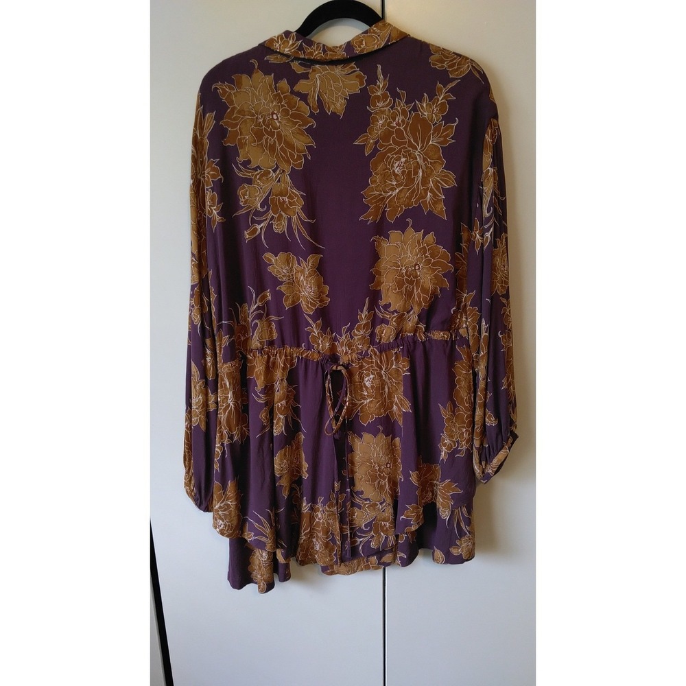 Free People Womens Floral Button Front Tunic Top Size M Boho Feminine Elegant